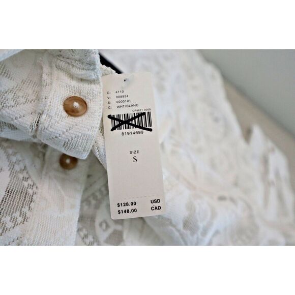Anthropologie Pilcro OB1658602 Women's Sz S White Button Down Lace Blouse - Picture 4 of 9